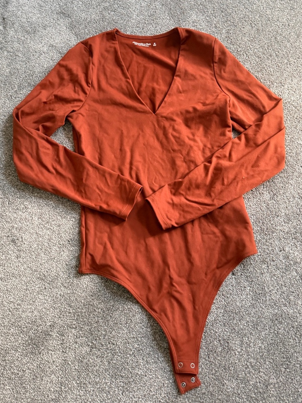 Abercrombie & Fitch Rust Long Sleeve V-Neck Bodysuit